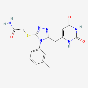 molecular formula C16H16N6O3S B2592693 2-((5-((2,6-dioxo-1,2,3,6-tetrahydropyrimidin-4-yl)methyl)-4-(m-tolyl)-4H-1,2,4-triazol-3-yl)thio)acetamide CAS No. 852047-45-1