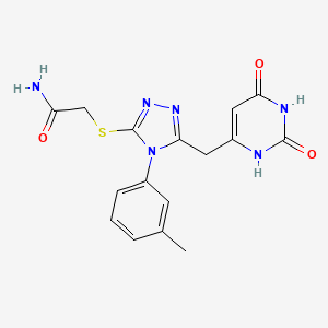 molecular formula C16H16N6O3S B2592693 2-((5-((2,6-二氧代-1,2,3,6-四氢嘧啶-4-基)甲基)-4-(间甲苯基)-4H-1,2,4-三唑-3-基)硫代)乙酰胺 CAS No. 852047-45-1