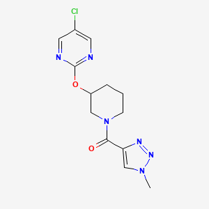 molecular formula C13H15ClN6O2 B2592717 (3-((5-chloropyrimidin-2-yl)oxy)piperidin-1-yl)(1-methyl-1H-1,2,3-triazol-4-yl)methanone CAS No. 2034499-24-4