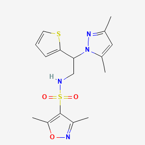 molecular formula C16H20N4O3S2 B2592718 N-(2-(3,5-二甲基-1H-吡唑-1-基)-2-(噻吩-2-基)乙基)-3,5-二甲基异恶唑-4-磺酰胺 CAS No. 2097926-13-9