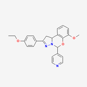 molecular formula C24H23N3O3 B2592722 2-(4-ethoxyphenyl)-7-methoxy-5-(pyridin-4-yl)-5,10b-dihydro-1H-benzo[e]pyrazolo[1,5-c][1,3]oxazine CAS No. 899746-51-1