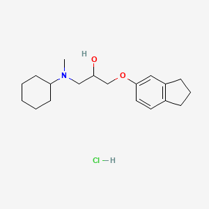 molecular formula C19H30ClNO2 B2592726 1-(cyclohexyl(methyl)amino)-3-((2,3-dihydro-1H-inden-5-yl)oxy)propan-2-ol hydrochloride CAS No. 1215724-90-5