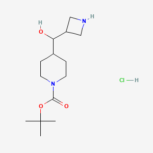 molecular formula C14H27ClN2O3 B2592727 Tert-butyl 4-[(azetidin-3-yl)(hydroxy)methyl]piperidine-1-carboxylate hydrochloride CAS No. 2227206-46-2
