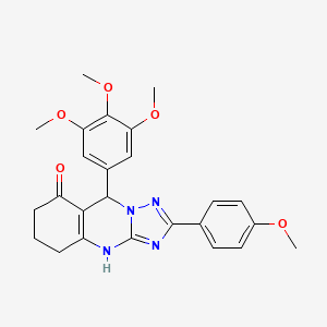 molecular formula C25H26N4O5 B2592741 2-(4-methoxyphenyl)-9-(3,4,5-trimethoxyphenyl)-5,6,7,9-tetrahydro[1,2,4]triazolo[5,1-b]quinazolin-8(4H)-one CAS No. 539841-37-7