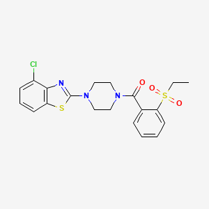 molecular formula C20H20ClN3O3S2 B2592753 (4-(4-氯苯并[d]噻唑-2-基)哌嗪-1-基)(2-(乙基磺酰基)苯基)甲苯酮 CAS No. 886934-23-2