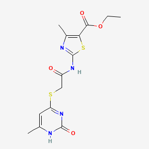Ethyl 4-methyl-2-(2-((6-methyl-2-oxo-1,2-dihydropyrimidin-4-yl)thio)acetamido)thiazole-5-carboxylate
