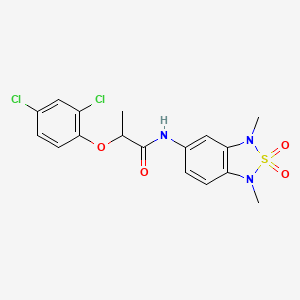 molecular formula C17H17Cl2N3O4S B2592756 2-(2,4-dichlorophenoxy)-N-(1,3-dimethyl-2,2-dioxido-1,3-dihydrobenzo[c][1,2,5]thiadiazol-5-yl)propanamide CAS No. 2034456-89-6