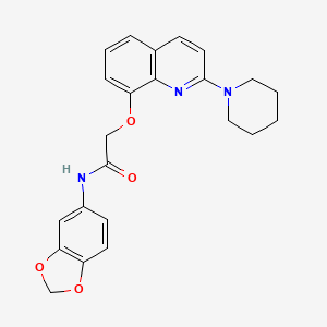 molecular formula C23H23N3O4 B2592760 N-(benzo[d][1,3]dioxol-5-yl)-2-((2-(piperidin-1-yl)quinolin-8-yl)oxy)acetamide CAS No. 921884-06-2