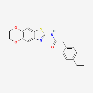 molecular formula C19H18N2O3S B2592775 N-(6,7-dihydro-[1,4]dioxino[2',3':4,5]benzo[1,2-d]thiazol-2-yl)-2-(4-ethylphenyl)acetamide CAS No. 923472-80-4