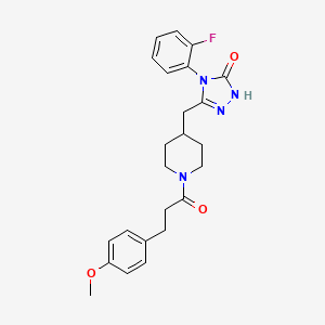 molecular formula C24H27FN4O3 B2592786 4-(2-fluorophenyl)-3-((1-(3-(4-methoxyphenyl)propanoyl)piperidin-4-yl)methyl)-1H-1,2,4-triazol-5(4H)-one CAS No. 2034434-53-0