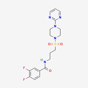 molecular formula C18H21F2N5O3S B2592793 3,4-difluoro-N-(3-((4-(pyrimidin-2-yl)piperazin-1-yl)sulfonyl)propyl)benzamide CAS No. 1021221-52-2