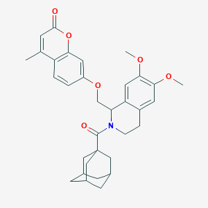 molecular formula C33H37NO6 B2592796 7-[[2-(adamantane-1-carbonyl)-6,7-dimethoxy-3,4-dihydro-1H-isoquinolin-1-yl]methoxy]-4-methylchromen-2-one CAS No. 850935-50-1