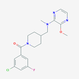 molecular formula C19H22ClFN4O2 B2592799 (3-Chloro-5-fluorophenyl)-[4-[[(3-methoxypyrazin-2-yl)-methylamino]methyl]piperidin-1-yl]methanone CAS No. 2380176-29-2