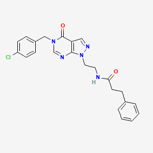 molecular formula C23H22ClN5O2 B2592820 N-(2-(5-(4-chlorobenzyl)-4-oxo-4,5-dihydro-1H-pyrazolo[3,4-d]pyrimidin-1-yl)ethyl)-3-phenylpropanamide CAS No. 922109-58-8