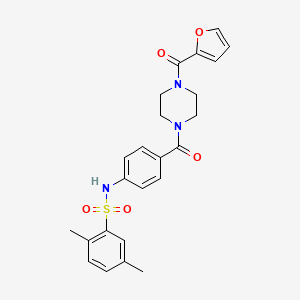 molecular formula C24H25N3O5S B2592824 N-(4-(4-(furan-2-carbonyl)piperazine-1-carbonyl)phenyl)-2,5-dimethylbenzenesulfonamide CAS No. 690643-83-5