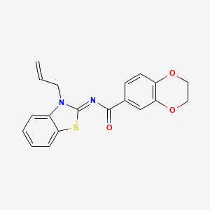 molecular formula C19H16N2O3S B2592834 (Z)-N-(3-allylbenzo[d]thiazol-2(3H)-ylidene)-2,3-dihydrobenzo[b][1,4]dioxine-6-carboxamide CAS No. 941916-76-3