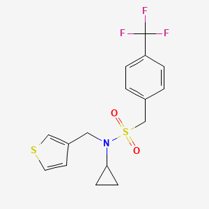 molecular formula C16H16F3NO2S2 B2592842 N-cyclopropyl-N-(thiophen-3-ylmethyl)-1-(4-(trifluoromethyl)phenyl)methanesulfonamide CAS No. 1421532-21-9
