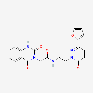 molecular formula C20H17N5O5 B2592854 2-(2,4-二氧代-1,2-二氢喹唑啉-3(4H)-基)-N-(2-(3-(呋喃-2-基)-6-氧代吡啶嗪-1(6H)-基)乙基)乙酰胺 CAS No. 1226442-85-8