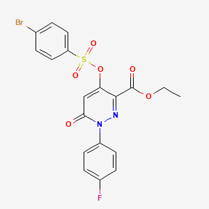 molecular formula C19H14BrFN2O6S B2592862 4-(((4-溴苯基)磺酰氧基)-1-(4-氟苯基)-6-氧代-1,6-二氢哒嗪-3-羧酸乙酯 CAS No. 899728-40-6