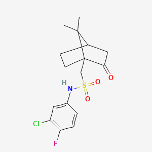 molecular formula C16H19ClFNO3S B2592879 N-(3-Chlor-4-fluorphenyl)-1-{7,7-dimethyl-2-oxobicyclo[2.2.1]heptan-1-yl}methansulfonamid CAS No. 379248-82-5