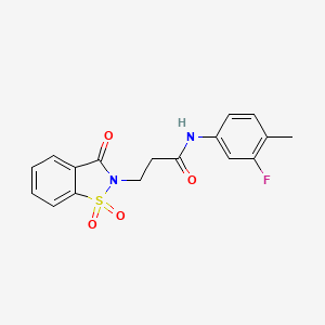 3-(1,1-dioxido-3-oxobenzo[d]isothiazol-2(3H)-yl)-N-(3-fluoro-4-methylphenyl)propanamide