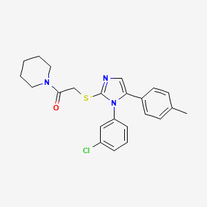 molecular formula C23H24ClN3OS B2592882 2-((1-(3-chlorophenyl)-5-(p-tolyl)-1H-imidazol-2-yl)thio)-1-(piperidin-1-yl)ethanone CAS No. 1207009-96-8