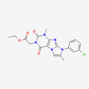 molecular formula C19H18ClN5O4 B2592895 2-(8-(3-氯苯基)-1,7-二甲基-2,4-二氧代-1H-咪唑并[2,1-f]嘌呤-3(2H,4H,8H)-基)乙酸乙酯 CAS No. 887467-24-5