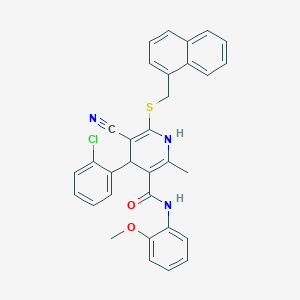 4-(2-chlorophenyl)-5-cyano-N-(2-methoxyphenyl)-2-methyl-6-((naphthalen-1-ylmethyl)thio)-1,4-dihydropyridine-3-carboxamide