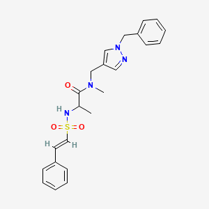 N-[(1-Benzylpyrazol-4-yl)methyl]-N-methyl-2-[[(E)-2-phenylethenyl]sulfonylamino]propanamide