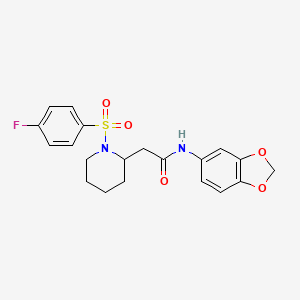 N-(benzo[d][1,3]dioxol-5-yl)-2-(1-((4-fluorophenyl)sulfonyl)piperidin-2-yl)acetamide