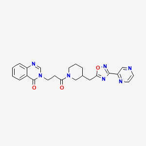 molecular formula C23H23N7O3 B2592921 3-(3-oxo-3-(3-((3-(pyrazin-2-yl)-1,2,4-oxadiazol-5-yl)methyl)piperidin-1-yl)propyl)quinazolin-4(3H)-one CAS No. 1705130-06-8