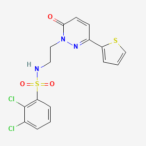 molecular formula C16H13Cl2N3O3S2 B2592936 2,3-二氯-N-(2-(6-氧代-3-(噻吩-2-基)吡哒嗪-1(6H)-基)乙基)苯磺酰胺 CAS No. 946265-23-2