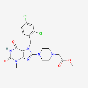 ethyl 2-(4-(7-(2,4-dichlorobenzyl)-3-methyl-2,6-dioxo-2,3,6,7-tetrahydro-1H-purin-8-yl)piperazin-1-yl)acetate