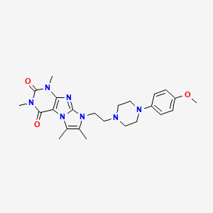 molecular formula C24H31N7O3 B2592954 8-(2-(4-(4-méthoxyphényl)pipérazin-1-yl)éthyl)-1,3,6,7-tétraméthyl-1H-imidazo[2,1-f]purine-2,4(3H,8H)-dione CAS No. 923165-33-7