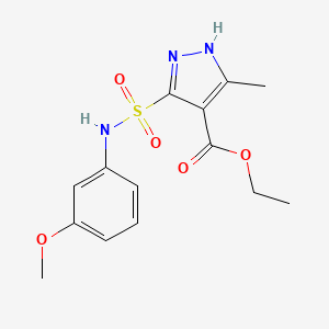 molecular formula C14H17N3O5S B2592956 5-(N-(3-甲氧基苯基)磺酰基)-3-甲基-1H-吡唑-4-羧酸乙酯 CAS No. 1298053-34-5