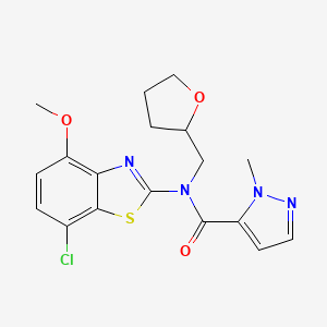 N-(7-chloro-4-methoxybenzo[d]thiazol-2-yl)-1-methyl-N-((tetrahydrofuran-2-yl)methyl)-1H-pyrazole-5-carboxamide