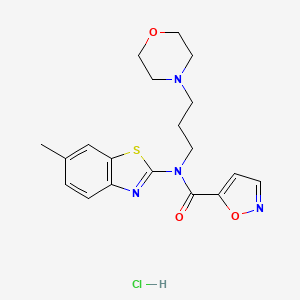 molecular formula C19H23ClN4O3S B2592969 N-(6-methylbenzo[d]thiazol-2-yl)-N-(3-morpholinopropyl)isoxazole-5-carboxamide hydrochloride CAS No. 1189736-16-0