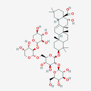 molecular formula C52H84O22 B2592970 NCGC00384795-01_C52H84O22_Olean-12-en-28-oic acid, 3-[[O-beta-D-glucopyranosyl-(1->2)-O-[O-beta-D-xylopyranosyl-(1->2)-alpha-L-arabinopyranosyl-(1->6)]-beta-D-glucopyranosyl]oxy]-16-hydroxy-, (3beta,5xi,9xi,16alpha)- CAS No. 140400-50-6