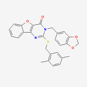 3-(1,3-benzodioxol-5-ylmethyl)-2-[(2,5-dimethylbenzyl)sulfanyl][1]benzofuro[3,2-d]pyrimidin-4(3H)-one