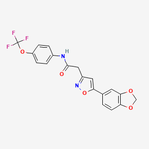 molecular formula C19H13F3N2O5 B2592985 2-(5-(苯并[d][1,3]二氧杂环-5-基)异恶唑-3-基)-N-(4-(三氟甲氧基)苯基)乙酰胺 CAS No. 1105244-79-8