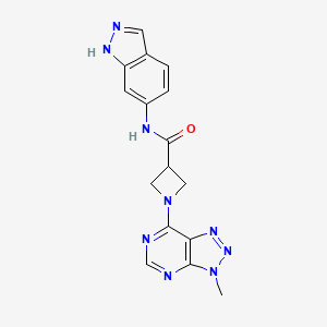 molecular formula C16H15N9O B2592986 N-(1H-indazol-6-yl)-1-(3-methyl-3H-[1,2,3]triazolo[4,5-d]pyrimidin-7-yl)azetidine-3-carboxamide CAS No. 1448056-63-0