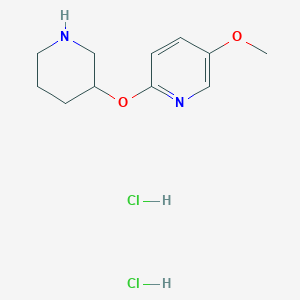 molecular formula C11H18Cl2N2O2 B2592989 5-甲氧基-2-(哌啶-3-氧基)吡啶二盐酸盐 CAS No. 1707358-65-3