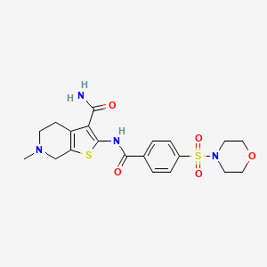 molecular formula C20H24N4O5S2 B2592993 6-甲基-2-[(4-吗啉-4-基磺酰基苯甲酰)氨基]-5,7-二氢-4H-噻吩并[2,3-c]吡啶-3-甲酰胺 CAS No. 449767-21-9