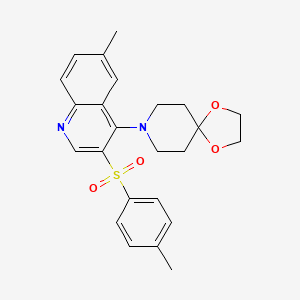 molecular formula C24H26N2O4S B2593006 8-(6-Methyl-3-tosylquinolin-4-yl)-1,4-dioxa-8-azaspiro[4.5]decane CAS No. 895641-50-6
