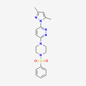 molecular formula C19H22N6O2S B2593047 3-(3,5-dimethyl-1H-pyrazol-1-yl)-6-(4-(phenylsulfonyl)piperazin-1-yl)pyridazine CAS No. 1013820-92-2