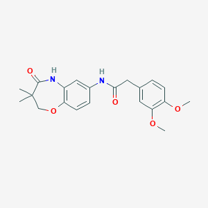 molecular formula C21H24N2O5 B2593048 2-(3,4-dimethoxyphenyl)-N-(3,3-dimethyl-4-oxo-2,3,4,5-tetrahydrobenzo[b][1,4]oxazepin-7-yl)acetamide CAS No. 921523-93-5