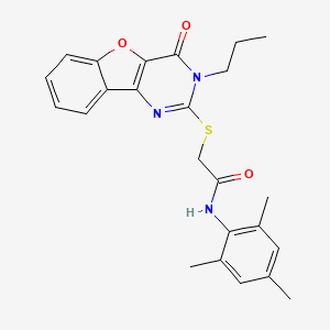 2-[(4-oxo-3-propyl-3,4-dihydro[1]benzofuro[3,2-d]pyrimidin-2-yl)sulfanyl]-N-(2,4,6-trimethylphenyl)acetamide
