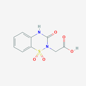 molecular formula C9H8N2O5S B2593060 2-(Carboxymethyl)-3-oxo-3,4-dihydro-2H-1,2,4-benzothiadiazine 1,1-dioxide CAS No. 70089-60-0