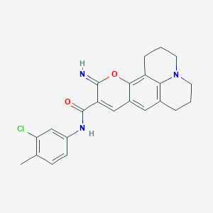 molecular formula C23H22ClN3O2 B2593063 N-(3-chloro-4-methylphenyl)-4-imino-3-oxa-13-azatetracyclo[7.7.1.0^{2,7}.0^{13,17}]heptadeca-1,5,7,9(17)-tetraene-5-carboxamide CAS No. 901728-54-9