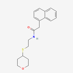 molecular formula C19H23NO2S B2593075 2-(萘-1-基)-N-(2-((四氢-2H-吡喃-4-基)硫代)乙基)乙酰胺 CAS No. 2034447-36-2